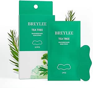 BREYLEE Blackhead Remover Pore Strips, Nose Strips for Blackheads Removal, Tea Tree Blackhead Mask Nose Strips 10pcs