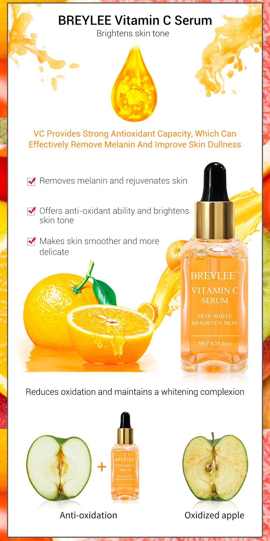 BREYLEE vitamin C essence brightening skin colour facial essence 17ml