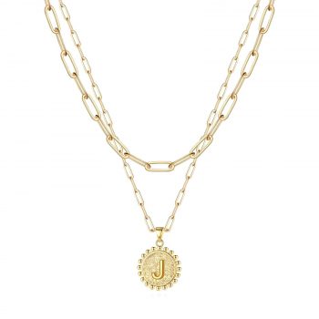 18K GOLD PLATED STAINLESS STEEL "LETTER "J"" NECKLACE