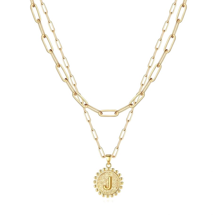 18K GOLD PLATED STAINLESS STEEL "LETTER "J"" NECKLACE