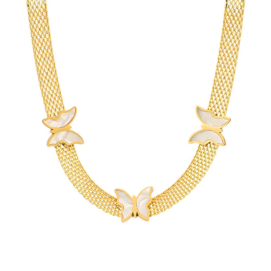 18K GOLD PLATED STAINLESS STEEL "BUTTERFLIES" NECKLACE