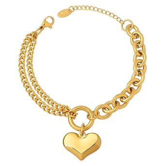 18K GOLD PLATED STAINLESS STEEL "HEART" BRACELET